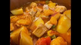 Pork Stew with Platano (Banana)! #porkstew #Filipino #delicious #Homemade