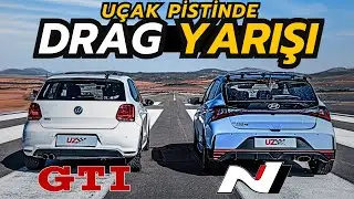 Hyundai i20N vs. VW Polo GTI: DRAG YARIŞI | Hot Hatch'ler Uçak Pistinde | Hyundai vs Volkswagen