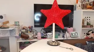 Estrella de Navidad con soporte vertical, porta velas, crochet, porexpán