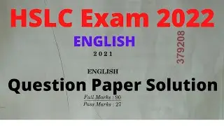 English, Class-X, ,SEBA Question Paper Solution of HSLC Examination-2022,Part-1