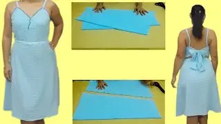 DIY V-NECK BARE BACK SUMMER DRESS MADE FROM STRETCHABLE  COTTON FABRIC