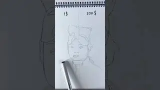 Девочка квадробер | 1$ vs 200$ [ASMR] #art #drawing #портрет