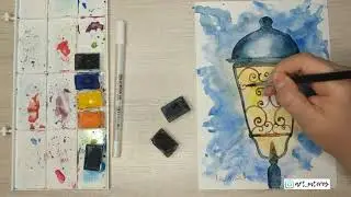Как нарисовать фонарь. Фонарь акварелью. Уроки рисования. 
