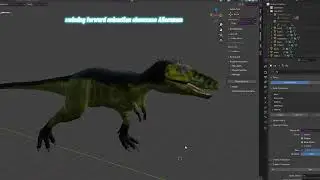 blender Alioramus swimming forward animation showcase