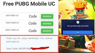 Get 600 UC Free 100% How to Redeem GameTame UC Code/ earn pubg mobile uc with proof