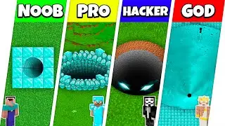 Minecraft Battle: NOOB vs PRO vs HACKER vs GOD: DIAMOND TUNNEL PIT HOUSE BUILD CHALLENGE / Animation