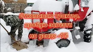 Откапываю трактор. Пробую завести. На улице -15