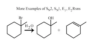 Examples of SN1, SN2, E1, and E2 reactions