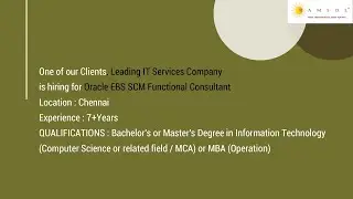 Oracle EBS SCM Functional Consultant | Oracle EBS SCM Jobs | Oralce Jobs | Functional Consultant