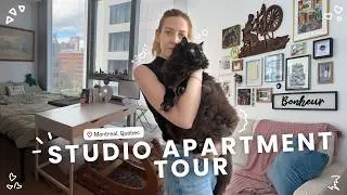 my 200 sqft studio apartment tour | home decor & travel writer living alone in montreal 🇨🇦