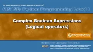 Python 03A -  Complex Boolean Expressions