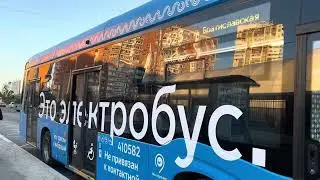 Электробус КАМАЗ-6282 следует по маршруту 625 ”Донецкая ул., 26 - м. Братиславская”