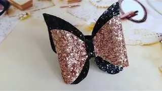 Бантик-бабочка из эко-кожи канзаши за 5 минут/Bow-tie made eco-leather/Pajarita de cuero ecológico
