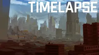 Sci-fi Cityscape Landscape Concept Art Affinity Photo (Speedpaint Timelapse)