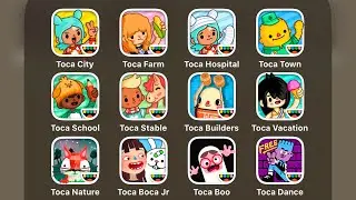 Toca Life City,Toca Builders,Toca Boca Jr Kitchen,Toca Hair Salon 4,Toca Pet Doctor,Toca Life Town