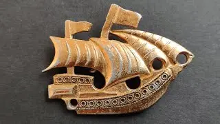 Значок корабль парусник
