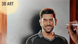 MS dhoni 3d drawing | Hyper Realistic Portrait with colour pencil | So realistic that...🤯