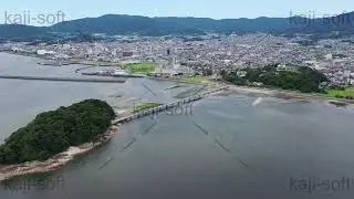 ドローン空撮映像・愛知県・三河湾・竹島・後退