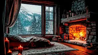 Winter Cabin Snowfall in a Relax Ambience | Cozy Fireplace Sounds for Deep Restful Sleep🌨️