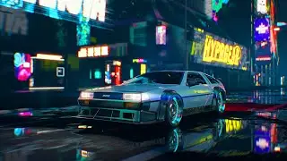 Cyberpunk DeLorean Night City - 12 Hours - 8K Ultra HD
