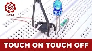 Touch On Touch Off Switch Using 555 timer on breadboard - Basic Electronics Projects