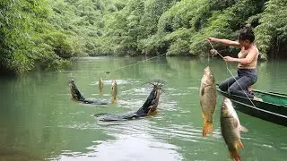 Full Video: How To Make Bait For Big Fish Hooks - Pull The Hook Net To Catch Many Fish In The Stream