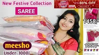 Meesho SAREE Haul New Collection /🤗/ festive wear Sarees |💜| georgette bandhani/bnarsi/chiffon/silk