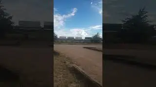 Train rolling sound effect with barking dogs