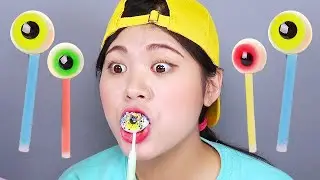 ลูกอมขวดขี้ผึ้ง ลูกตา เยลลี่ ขนม มุกบัง DONA Mukbang