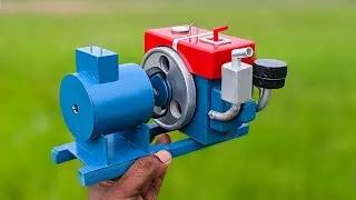 How to make mini 12v generator - Mini diesel engine generator model