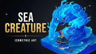 ISOMETRIC SEA CREATURE in Photoshop! Digital Drawing Process ● SephirothArt