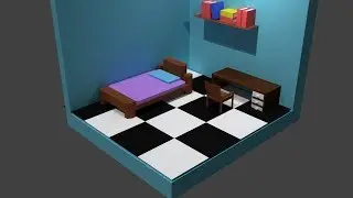 how to make isometric room in blender (TIMELAPSE)