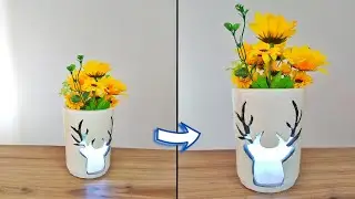 Çimento ve Pet Şişe Kullanarak Harika Bir Işıklı Dekor Yapımı | Deer Silhouette | Cement and Bottle
