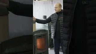 Печь "Атмосфера" в ламелях "Окаменевшее дерево"