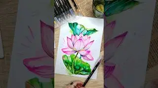 Рисуем лотос акварельными маркерами 🪷🖌️ #watercolor #drawing #sketch #творчество #арт #акварель