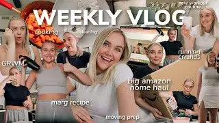 WEEKLY VLOG: big amazon haul, grwm, preparing to move, running errands, workout routine, cleaning