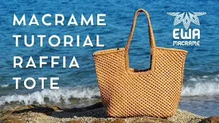RAFFIA TOTE | MACRAME TUTORIAL | HOW TO MAKE LARGE MACRAME BAG | SQUARE KNOTS | BRAIDED DETAIL