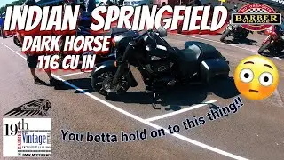 2024 Indian Springfield Dark Horse Test Ride| Barber Motorsports Vintage Festival 2024| GOOD GRIEF😳!