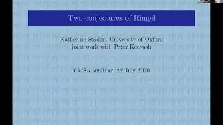 Two conjectures of Ringel, by Katherine Staden