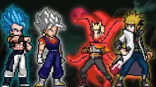 Gogeta OP & Vegito OP VS Naruto Baryon V3 OP & Minato Hokage OP in Jump Force Mugen