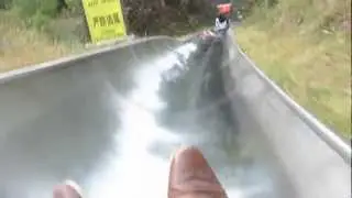 Sliding down The great wall of China
