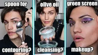 Green Screen Eyeshadow is a thing now (trying makeup hacks) | indigotohell