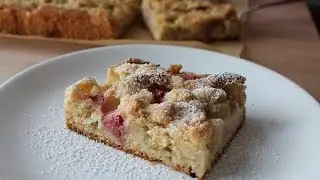 Rhubarb Crumble Sheet Cake (Recipe) || [ENG SUBS]