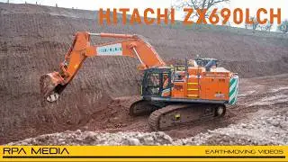New Hitachi ZX690 digging out a new haul road at a West Midlands quarry for owners NRS Aggregates.