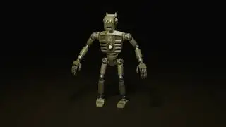 Steampunk robot in retro style. Humanoid Iron Robot. 3D model created and animated in Blender 3D.