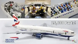LEGO British Airways Boeing 777-300ER MOC! Club Suites, 6 Feet Long, Over 25,000 Parts!