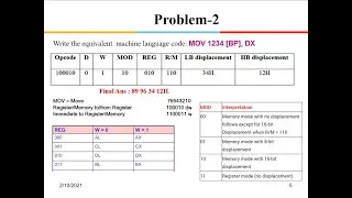 Problems & Solutions 8086 Assembly Language to Machine Language Op-code.  Addition, Subtraction BCD