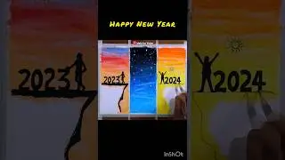 New Year Drawing 2024 🥰 / Oil Pastel Drawing / #shorts