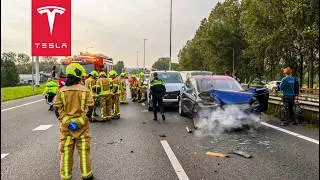 TESLA MODEL X CRUSHED LIKE A TIN CAN IN CRASH