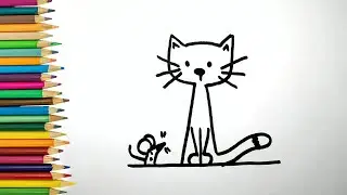 КАК нарисовать КОТА и МЫШКУ / Рисунки для срисовки